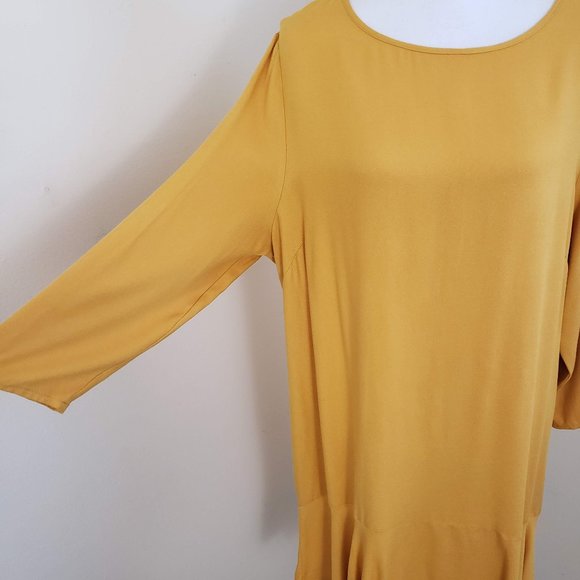 JustFab Flounce Hem Shift Dress Yellow Size XXL - Picture 3 of 11